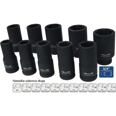 Adler Steckschlüssel + Stecknuss, NASADKA UDAROWA 3/4" 38mm DŁUGA (38 mm) Adler Steckschlüssel + Stecknuss, NASADKA UDAROWA 3/4" 38mm DŁUGA (38 mm)