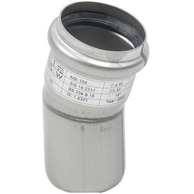 Blücher Zubehör Sanitärinstallation, bøjn.15.0gr.50mm - m.O-ring RF AISI 304.Alm RF stål Blücher Zubehör Sanitärinstallation, bøjn.15.0gr.50mm - m.O-ring RF AISI 304.Alm RF stål