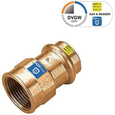 Sanpro, Rohrverbindungstechnik, CUPRESSK Pressfitting Übergang Innengewinde Übergangsmuffe, Grösse V 22, Gewinde 3/4 (Pressverbindung) Sanpro, Rohrverbindungstechnik, CUPRESSK Pressfitting Übergang Innengewinde Übergangsmuffe, Grösse V 22, Gewinde 3/4 (Pressverbindung)