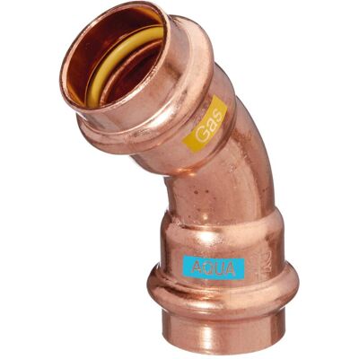 Magni, Rohrverbindungstechnik, HS Bogen V-Press Copper AQUAGAS 35x35mm, 45Grad, I/I (Pressverbindung) Magni, Rohrverbindungstechnik, HS Bogen V-Press Copper AQUAGAS 35x35mm, 45Grad, I/I (Pressverbindung)