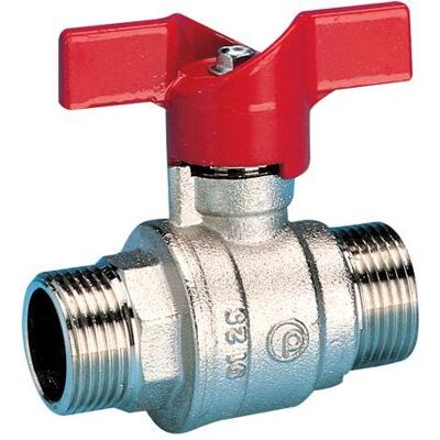 Pettinaroli, Ventil, Kuglehane 3/4" nippel/nippel kompaktmodel med rødt T-greb Pettinaroli, Ventil, Kuglehane 3/4" nippel/nippel kompaktmodel med rødt T-greb