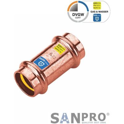 Sanpro, Rohrverbindungstechnik, CUPRESSK Pressfitting Kupfer Kupplung - Muffe V 35 (Rohrkupplung) Sanpro, Rohrverbindungstechnik, CUPRESSK Pressfitting Kupfer Kupplung - Muffe V 35 (Rohrkupplung)