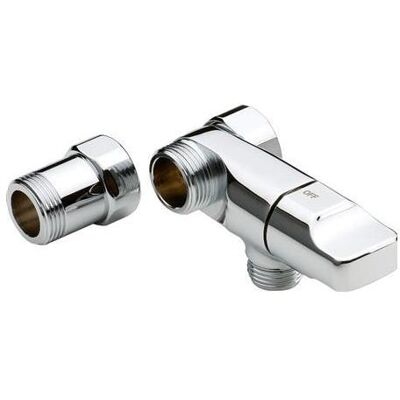 Oras Ventil, Chrom-Absperrventil für Wasch- oder Geschirrspülmaschine. 3/4"-Anschluss und 1/2"-Ausgang. Oras Ventil, Chrom-Absperrventil für Wasch- oder Geschirrspülmaschine. 3/4"-Anschluss und 1/2"-Ausgang.