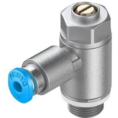 Festo, Ventil, Drosselventil, Schlitzschraube, G1/8″ / QS-3, 20kPa... 1MPa, 130L/min Festo, Ventil, Drosselventil, Schlitzschraube, G1/8″ / QS-3, 20kPa... 1MPa, 130L/min