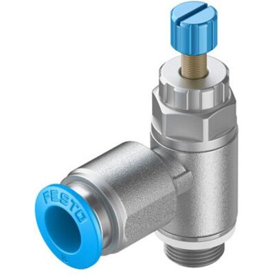 Festo, Ventil, Drosselventil, Rändelschraube, G1/8″ / QS-8, 20kPa... 1MPa, 215L/min Festo, Ventil, Drosselventil, Rändelschraube, G1/8″ / QS-8, 20kPa... 1MPa, 215L/min