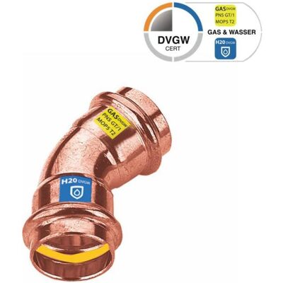 Sanpro, Rohrverbindungstechnik, Fitting - Pressfitting Kupfer 45° Winkel - Bogen, Grösse V 28 (Pressverbindung) Sanpro, Rohrverbindungstechnik, Fitting - Pressfitting Kupfer 45° Winkel - Bogen, Grösse V 28 (Pressverbindung)