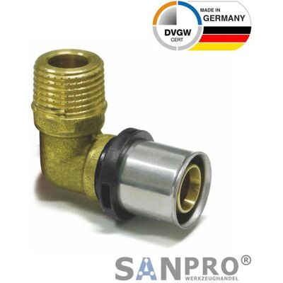 Sanpro, Rohrverbindungstechnik, THPRESS Pressfitting 90° Winkel - Bogen + Aussengewinde 32x3 - 1 (Pressverbindung) Sanpro, Rohrverbindungstechnik, THPRESS Pressfitting 90° Winkel - Bogen + Aussengewinde 32x3 - 1 (Pressverbindung)