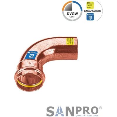 Sanpro, Rohrverbindungstechnik, CUPRESSK Pressfitting Kupfer 90° Winkel - Bogen innen - aussen V 28 (Pressverbindung) Sanpro, Rohrverbindungstechnik, CUPRESSK Pressfitting Kupfer 90° Winkel - Bogen innen - aussen V 28 (Pressverbindung)