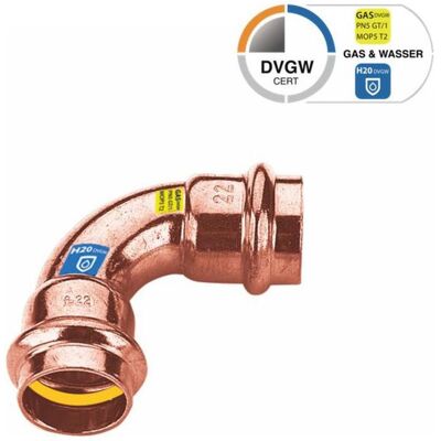 Sanpro, Rohrverbindungstechnik, Fitting - Pressfitting Kupfer 90° Winkel - Bogen, Grösse V 35 (Pressverbindung) Sanpro, Rohrverbindungstechnik, Fitting - Pressfitting Kupfer 90° Winkel - Bogen, Grösse V 35 (Pressverbindung)