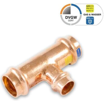 Sanpro, Rohrverbindungstechnik, Pressfitting T-Stück Mittelabgang reduziert, Grösse V 28, Abgang V 22 - V 28 (T-Verbindung) Sanpro, Rohrverbindungstechnik, Pressfitting T-Stück Mittelabgang reduziert, Grösse V 28, Abgang V 22 - V 28 (T-Verbindung)