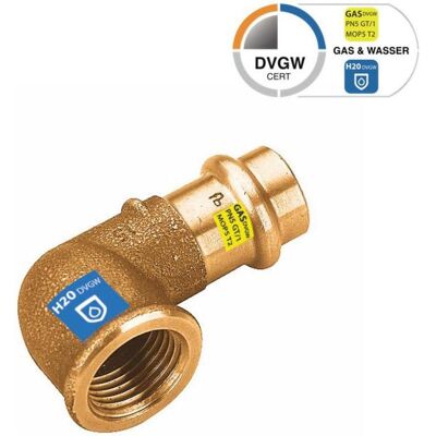 Sanpro, Rohrverbindungstechnik, CUPRESSK Pressfitting 90° Winkel - Bogen mit Innengewinde V 15 - 1/2 (Pressverbindung) Sanpro, Rohrverbindungstechnik, CUPRESSK Pressfitting 90° Winkel - Bogen mit Innengewinde V 15 - 1/2 (Pressverbindung)