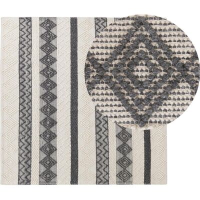 Beliani Woll-Teppich 200x200 Beige Grau - Teppich Beliani Woll-Teppich 200x200 Beige Grau - Teppich