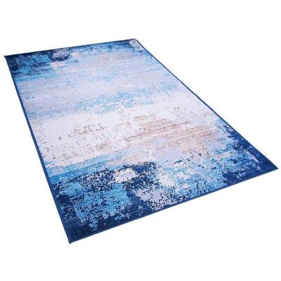 Beliani Blaue Polyester-Teppich - Abstraktes Muster, Rutschfest - 80x150cm Beliani Blaue Polyester-Teppich - Abstraktes Muster, Rutschfest - 80x150cm