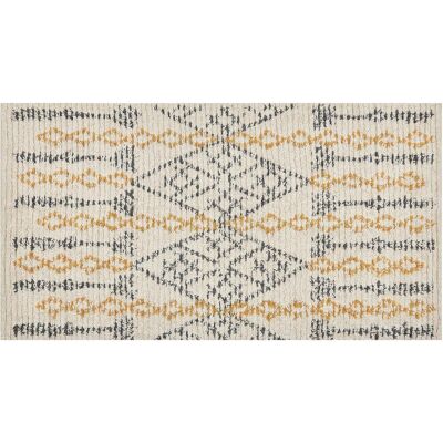 Beliani Baumwolle Beigener Geometrischer Teppich - 80x150 cm Beliani Baumwolle Beigener Geometrischer Teppich - 80x150 cm