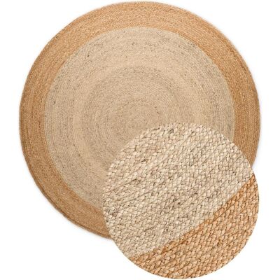 Hanse Home Jutta Jute Teppich - Naturfarben, Gold - Rund, Handgewebt, 160cm Hanse Home Jutta Jute Teppich - Naturfarben, Gold - Rund, Handgewebt, 160cm