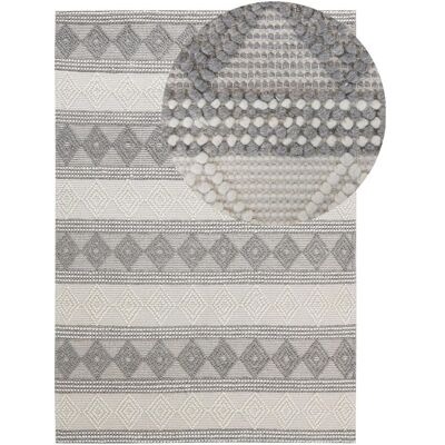 Beliani Hellbeige Grau Woll Teppich - 160x230 cm Beliani Hellbeige Grau Woll Teppich - 160x230 cm