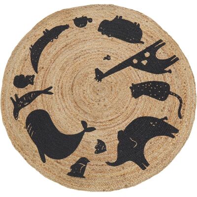 Beliani - Runde Jute Tier-Teppich - Kinderzimmer Dekor Beliani - Runde Jute Tier-Teppich - Kinderzimmer Dekor