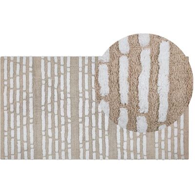 Beliani Baumwoll-Teppich Beigetönen - 120x180 cm - Rechteckig Boho Stil Beliani Baumwoll-Teppich Beigetönen - 120x180 cm - Rechteckig Boho Stil