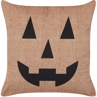 Beliani Beige Samt Halloween Kürbis Kissen - 45x45cm Beliani Beige Samt Halloween Kürbis Kissen - 45x45cm