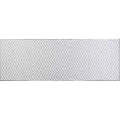 Beliani Läufer Teppich Weiß Grau Polyester 70 x 200 cm Chevron Muster - Läufer Teppich Beliani Läufer Teppich Weiß Grau Polyester 70 x 200 cm Chevron Muster - Läufer Teppich