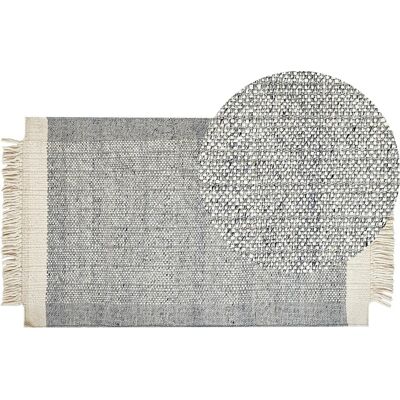 Beliani Woll-Teppich Grau und Creme 80 x 150 cm - Teppich Beliani Woll-Teppich Grau und Creme 80 x 150 cm - Teppich