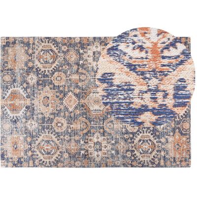 Beliani Baumwoll-Teppich Blau Rot 140x200 - Teppich Beliani Baumwoll-Teppich Blau Rot 140x200 - Teppich