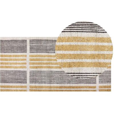 Beliani Baumwoll-Teppich Gelb Schwarz 80x150cm Boho Beliani Baumwoll-Teppich Gelb Schwarz 80x150cm Boho