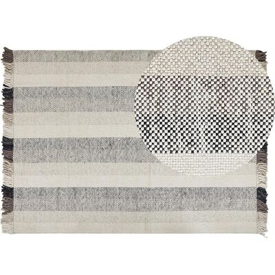 Beliani Off-White Woll 140x200cm Rechteckiger Teppich Beliani Off-White Woll 140x200cm Rechteckiger Teppich
