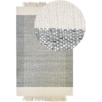 Beliani Woll-Teppich 140x200cm Grau Off-White - Teppich Beliani Woll-Teppich 140x200cm Grau Off-White - Teppich