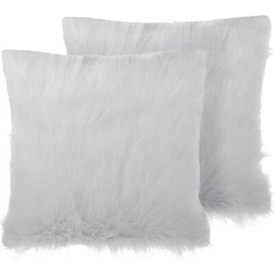 Beliani Set aus 2 Hellbeige Faux-Fell Kissen - Kissen Beliani Set aus 2 Hellbeige Faux-Fell Kissen - Kissen