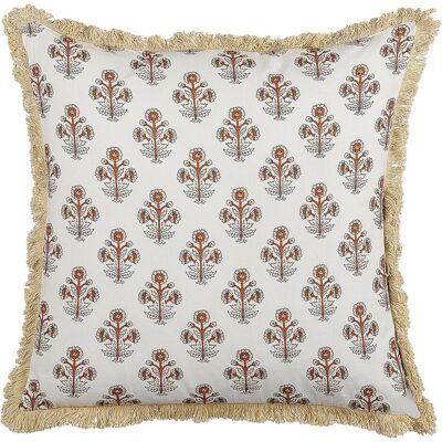 Beliani Baumwollkissen Blumenmuster 45 x 45 cm Weiß OMORIKA - Kissen Beliani Baumwollkissen Blumenmuster 45 x 45 cm Weiß OMORIKA - Kissen