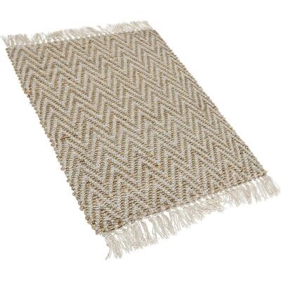 Beliani Beigener Jute und Baumwolle Läufer - Flur Schlafzimmer Boho Stil Beliani Beigener Jute und Baumwolle Läufer - Flur Schlafzimmer Boho Stil