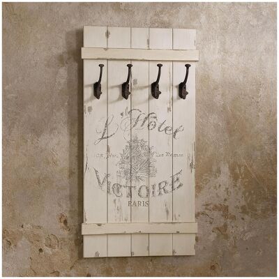 HTI-Living, Kleiderhaken + Wandgarderobe, Rustikale Wandgarderobe im Vintage-Look Shabby Chic mit 4 Haken HTI-Living, Kleiderhaken + Wandgarderobe, Rustikale Wandgarderobe im Vintage-Look Shabby Chic mit 4 Haken