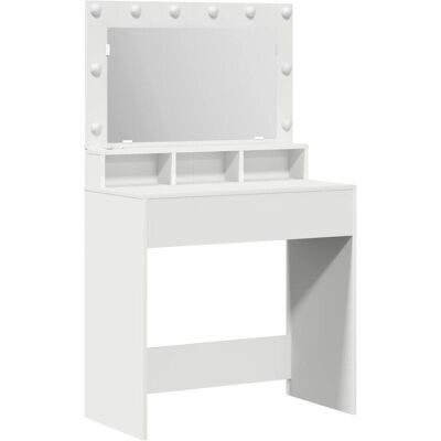 vidaXL Weiß Holzwerkstoff Schminktisch mit LED-Lichtern - Schlafzimmermöbel vidaXL Weiß Holzwerkstoff Schminktisch mit LED-Lichtern - Schlafzimmermöbel