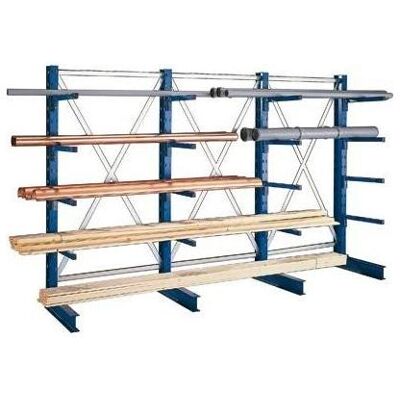 META Regalbau, Kellerregal, Kragarmregal M Anbaufeld B1000xT2x400xH2000 mm doppelseitig RAL 5010 2x4 Arme Tr META Regalbau, Kellerregal, Kragarmregal M Anbaufeld B1000xT2x400xH2000 mm doppelseitig RAL 5010 2x4 Arme Tr