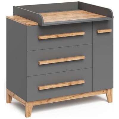 VitaliSpa Wickelkommode Malia, Grau/Artisan, 98 x 98 cm mit Schubladen VitaliSpa Wickelkommode Malia, Grau/Artisan, 98 x 98 cm mit Schubladen