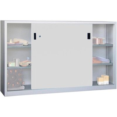 Pavoy, Werkstattschrank, Schiebetürenschrank B2000xT500xH1000 mm 4 Böden verz. Mittelwand RAL 7035 (200 cm, 100 cm) Pavoy, Werkstattschrank, Schiebetürenschrank B2000xT500xH1000 mm 4 Böden verz. Mittelwand RAL 7035 (200 cm, 100 cm)