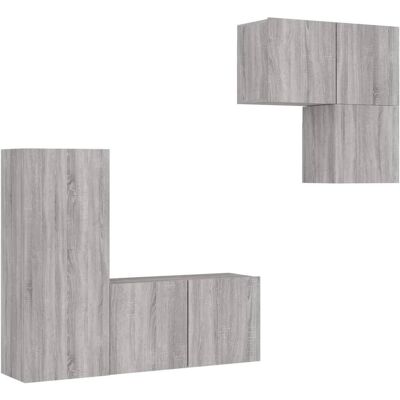vidaXL Grau Sonoma 4-teiliges Wand-Set - TV Wandmontage vidaXL Grau Sonoma 4-teiliges Wand-Set - TV Wandmontage