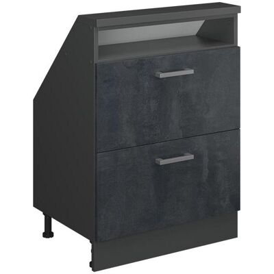 Vicco, Kommode + Sideboard, Dachschrägenschrank Rion, Schwarz Beton/Anthrazit/Anthrazit, mit 2 Schubladen (46 x 60 x 83.80 cm) Vicco, Kommode + Sideboard, Dachschrägenschrank Rion, Schwarz Beton/Anthrazit/Anthrazit, mit 2 Schubladen (46 x 60 x 83.80 cm)