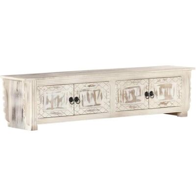 vidaXL Weiße Mangoholz 140x30x35 cm TV-Schrank - Rustikaler Charme vidaXL Weiße Mangoholz 140x30x35 cm TV-Schrank - Rustikaler Charme