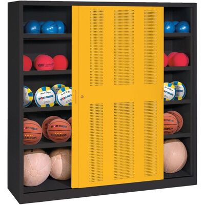 C+P, Aktenschrank, Ballschrank (HxBxT: 195x120x40 cm, mit Lochblech-Schiebetüren, Typ 4) (120 x 40 x 195 cm) C+P, Aktenschrank, Ballschrank (HxBxT: 195x120x40 cm, mit Lochblech-Schiebetüren, Typ 4) (120 x 40 x 195 cm)