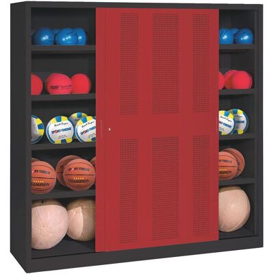 C+P, Aktenschrank, Ballschrank (HxBxT: 195x120x60 cm, mit Lochblech-Schiebetüren, Typ 4) (120 x 60 x 195 cm) C+P, Aktenschrank, Ballschrank (HxBxT: 195x120x60 cm, mit Lochblech-Schiebetüren, Typ 4) (120 x 60 x 195 cm)