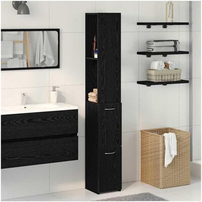 vidaXL Schwarze Badezimmer Schrank - Modernes Design, Holz, 2 Fächer vidaXL Schwarze Badezimmer Schrank - Modernes Design, Holz, 2 Fächer