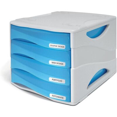 Arda, Dokumentenablage, Organizer Smile blau und weiss 4 Schubladen (TR15P4PBL) Arda, Dokumentenablage, Organizer Smile blau und weiss 4 Schubladen (TR15P4PBL)