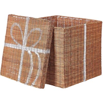 Beliani Aufbewahrungs Dekorative Geschenkboxen Braun Rattan Weihnachtsdekoration Set aus 3 Quadratisch Verschiedene Größen Rustikales Design Beliani Aufbewahrungs Dekorative Geschenkboxen Braun Rattan Weihnachtsdekoration Set aus 3 Quadratisch Verschiedene Größen Rustikales Design