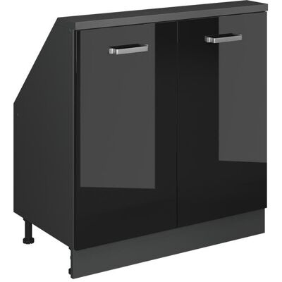 Vicco, Kommode + Sideboard, Dachschrägenschrank Rion, Schwarz Hochglanz/Anthrazit/Anthrazit, mit 2 Türen (46 x 80 x 83.80 cm) Vicco, Kommode + Sideboard, Dachschrägenschrank Rion, Schwarz Hochglanz/Anthrazit/Anthrazit, mit 2 Türen (46 x 80 x 83.80 cm)