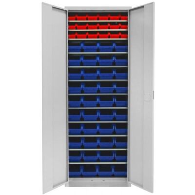 ADB Stahlschrank - 12 Fachböden, 58 Boxen - Lichtgrau 71x30x195cm ADB Stahlschrank - 12 Fachböden, 58 Boxen - Lichtgrau 71x30x195cm