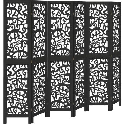 vidaXL 6-Panel Raumteiler Schwarz Massivholz - Raumteiler vidaXL 6-Panel Raumteiler Schwarz Massivholz - Raumteiler