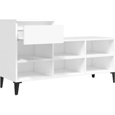 vidaXL Weißer Schuhschrank - Holzwerkstoff Aufbewahrung - 102x36x60 cm vidaXL Weißer Schuhschrank - Holzwerkstoff Aufbewahrung - 102x36x60 cm