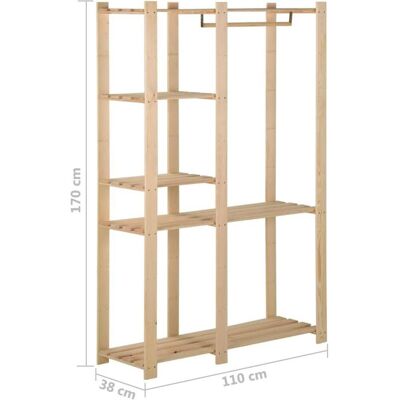 vidaXL Massiv Kiefernholz Kleiderständer - 110x38x170 cm - Braun - Kleiderständer vidaXL Massiv Kiefernholz Kleiderständer - 110x38x170 cm - Braun - Kleiderständer
